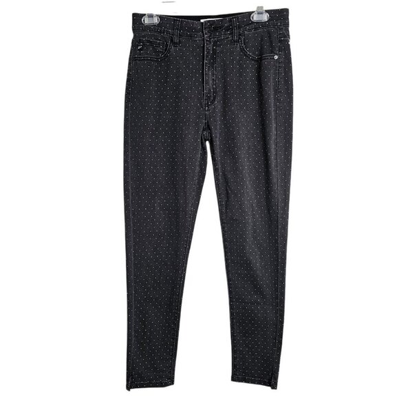 KanCan Denim - KANCAN Skinny Jeans BLACK w POLKA DOTS size 9/28 Preppy Mid Rise Pants Chic Cute